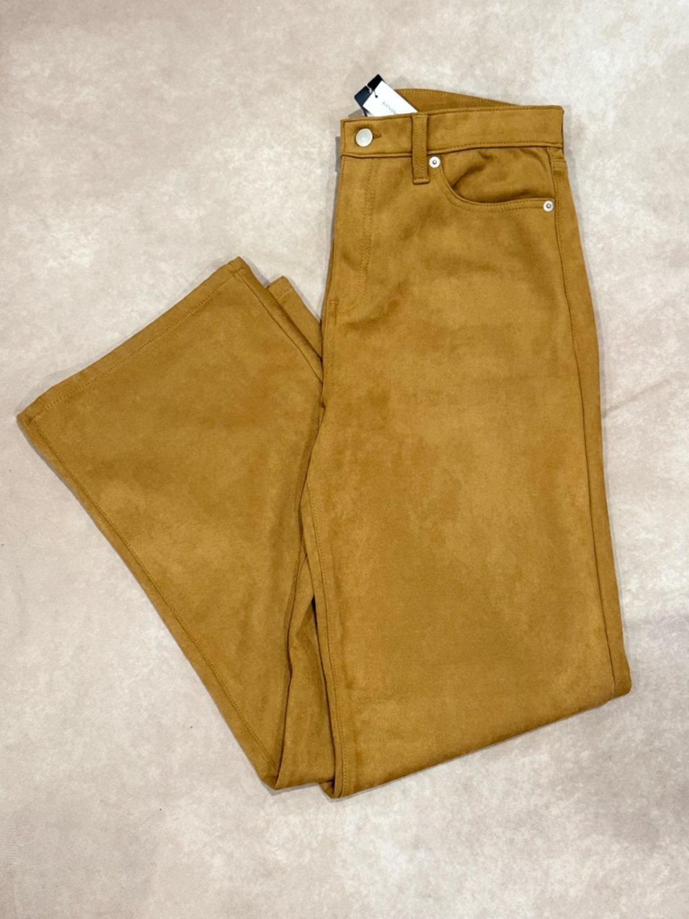 Banana Republic Women’s Ultra High Rise  Wide-Leg Suede Pants in Camel Size 28